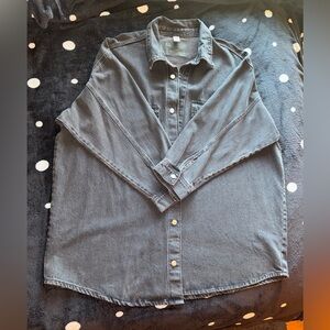 H&M Men's Gray Denim Trench Coat